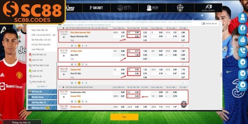 Kèo chấp trực tiếp SC88 hấp dẫn từng giây phút
